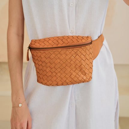 Francesca Handwoven Leather Belt Bag