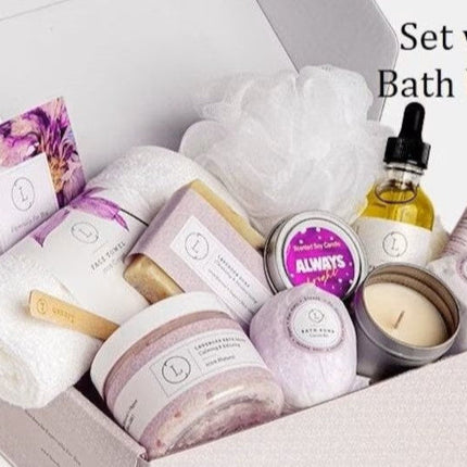 Bath Bomb and Shower Steamer Lizush All Natural Lavender Gift Box with - bath & skin products
